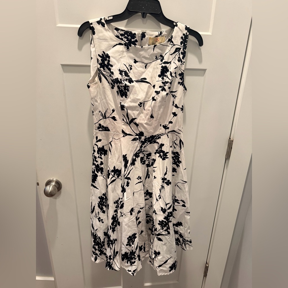 Grace Karin Black White Floral Fit & Flare Dress NWT Medium